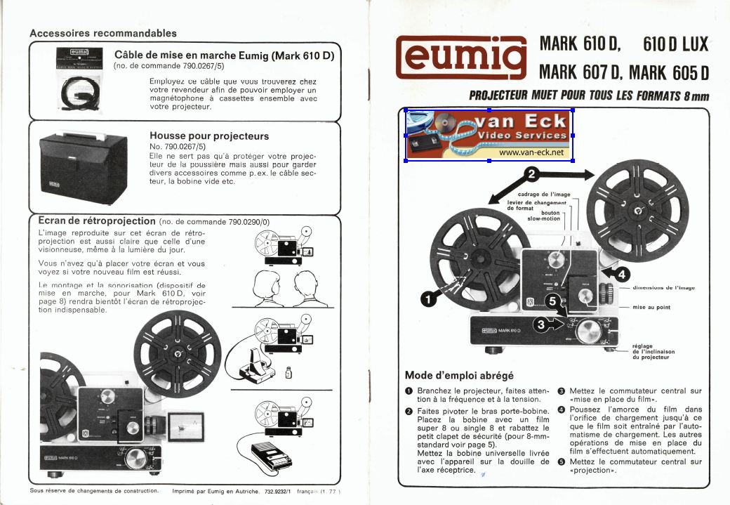 Eumig Mark 610d Projector User Manual